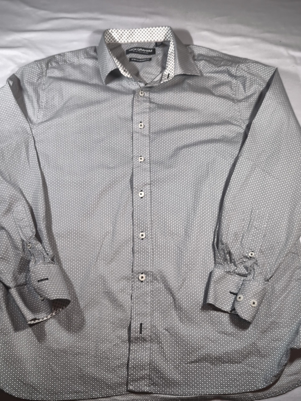 Men's Light Gray Dress Shirt with Subtle Pattern Nick Graham